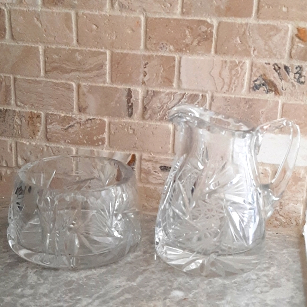 Vintage crystal sugar and cream containers